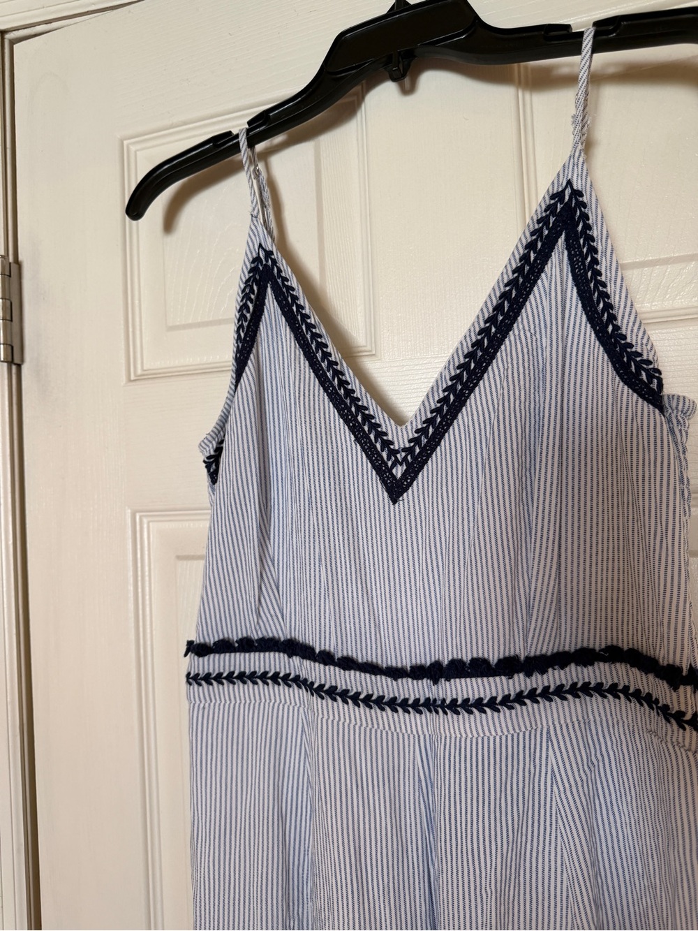 Japna Light Blue and Navy Striped Spaghetti Strap Jumpsuit - Picture 3 of 8